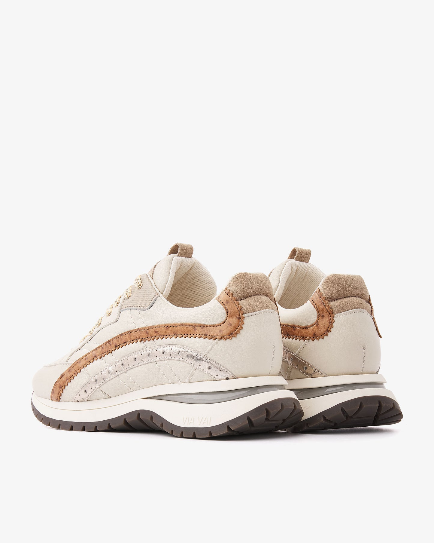 VIA VAI Usher Lott beige sneakers dames – achteraanzicht met hieldetail