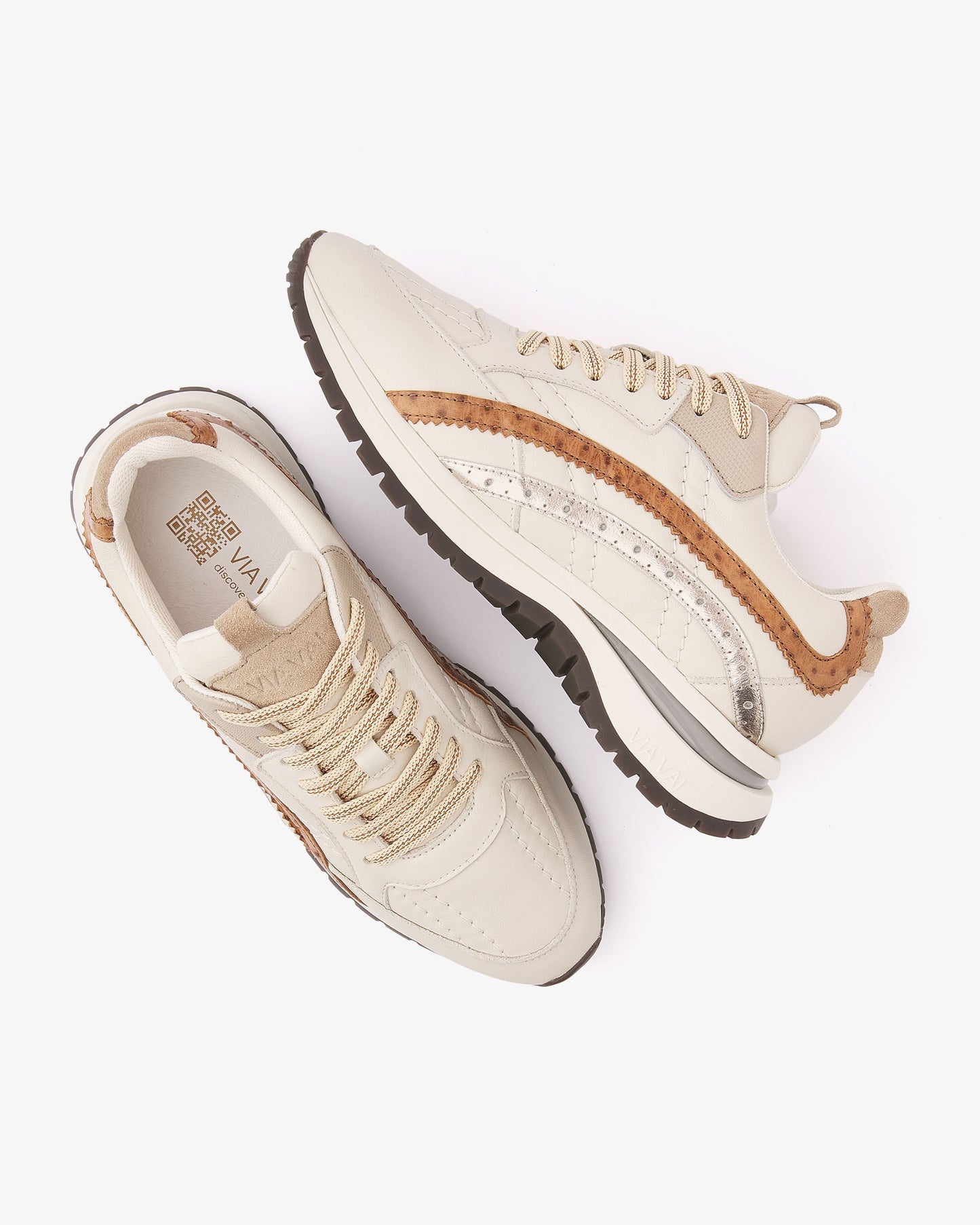 VIA VAI Usher Lott beige sneakers dames – bovenaanzicht met voetbed
