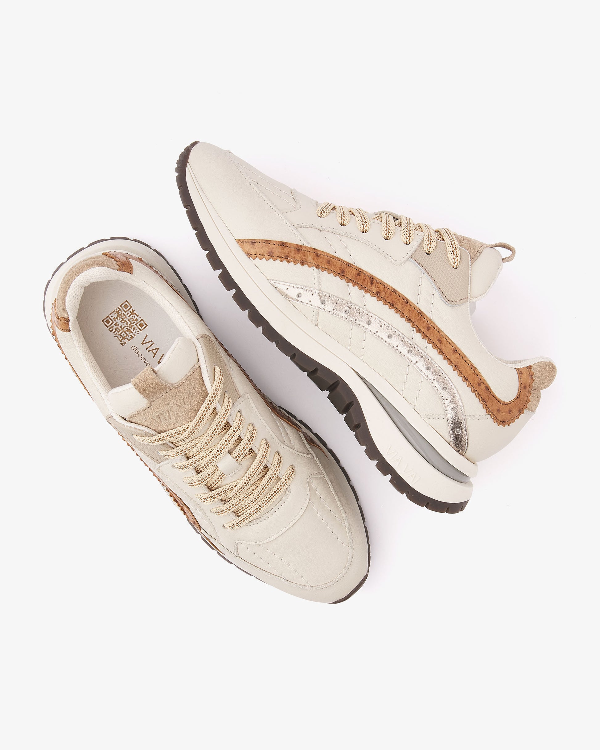 VIA VAI Usher Lott beige sneakers dames – bovenaanzicht met voetbed