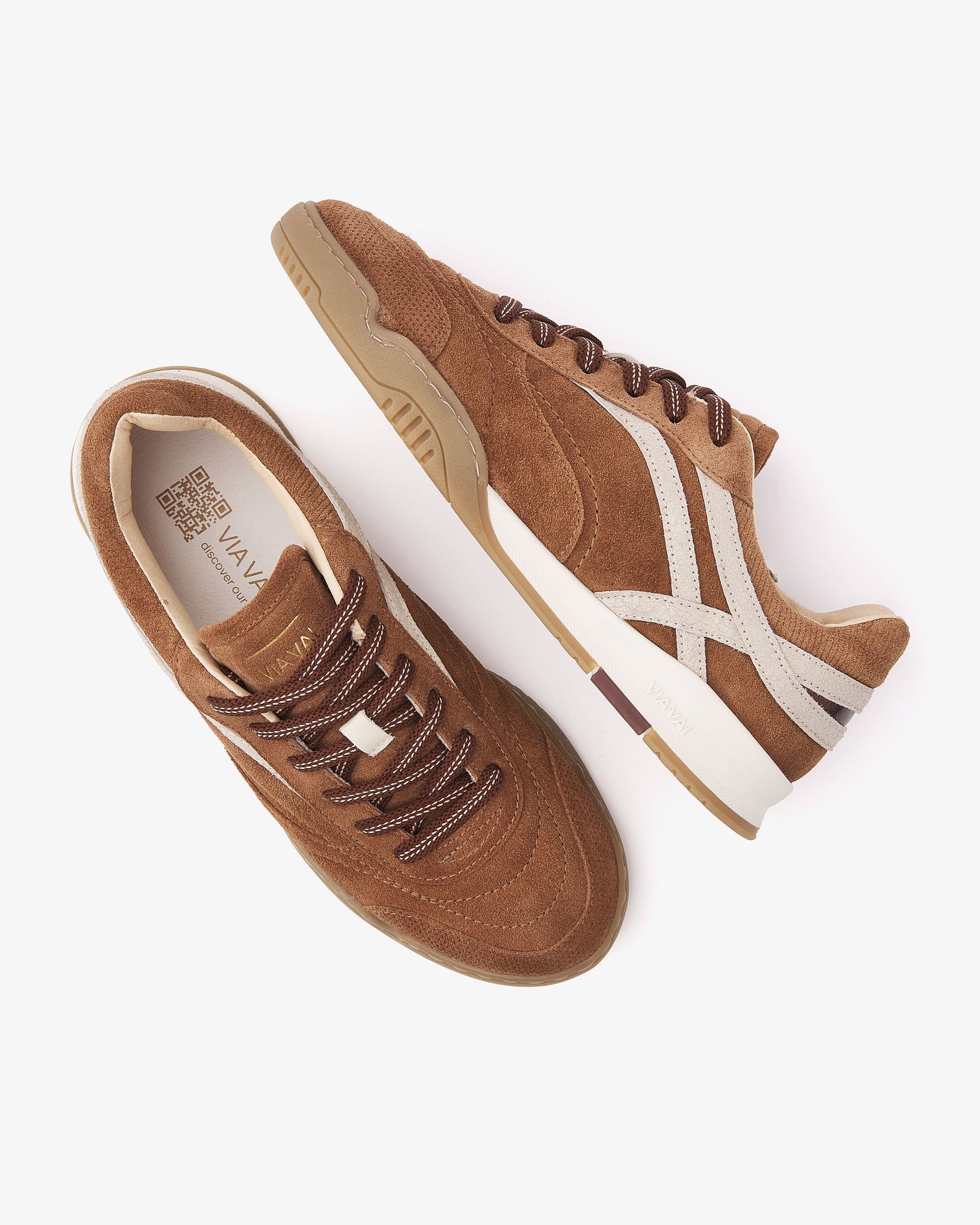 VIA VAI Kris Dante cognac sneakers dames – bovenaanzicht met voetbed