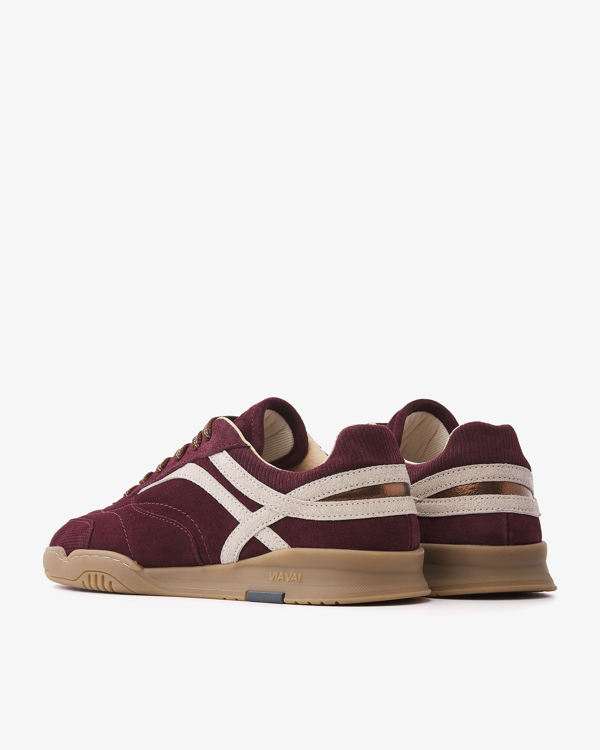 VIA VAI Kris Dante bordeauxrode sneakers dames – achteraanzicht met hieldetail