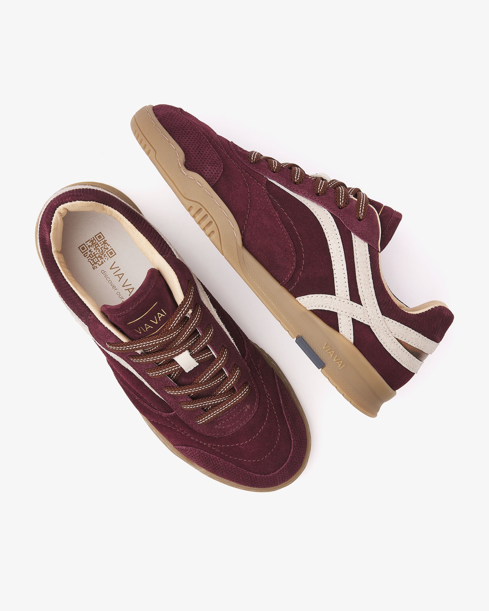 VIA VAI Kris Dante bordeauxrode sneakers dames – bovenaanzicht met voetbed