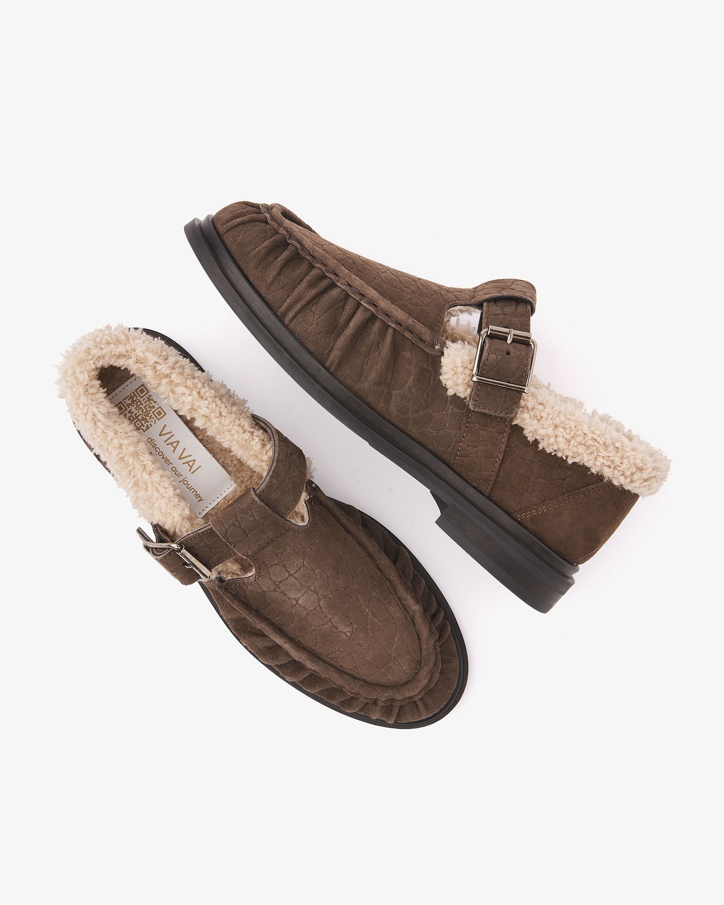 VIA VAI Fae Remi bruine loafers dames – bovenaanzicht met voetbed