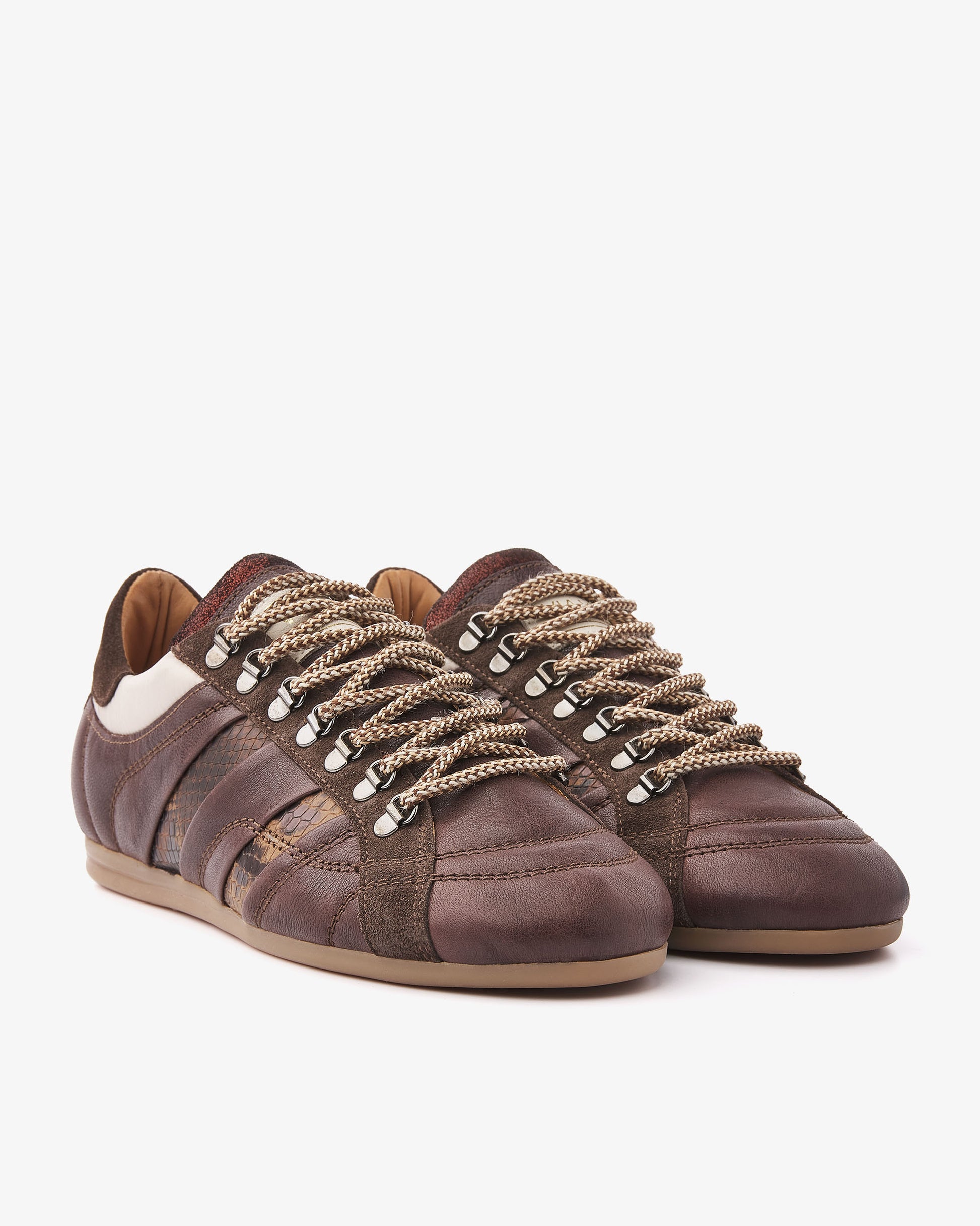 VIA VAI June Jackie bruine sneakers dames – vooraanzicht met ronde neus