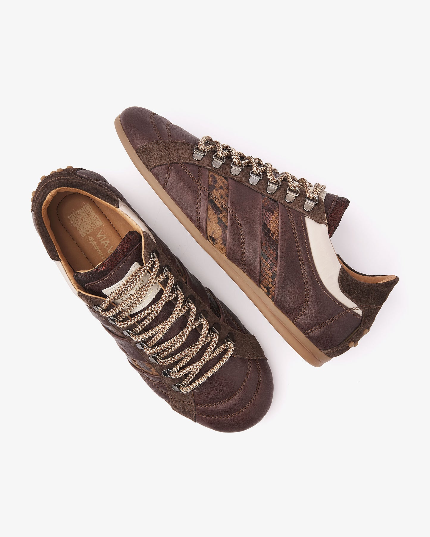 VIA VAI June Jackie bruine sneakers dames – bovenaanzicht met uitneembaar voetbed