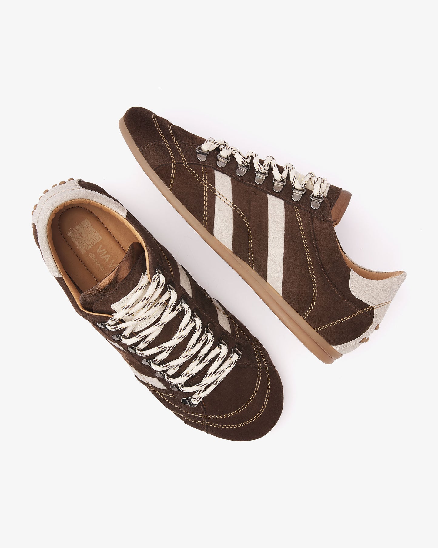 VIA VAI June Jackie bruine sneakers dames – bovenaanzicht met uitneembaar voetbed