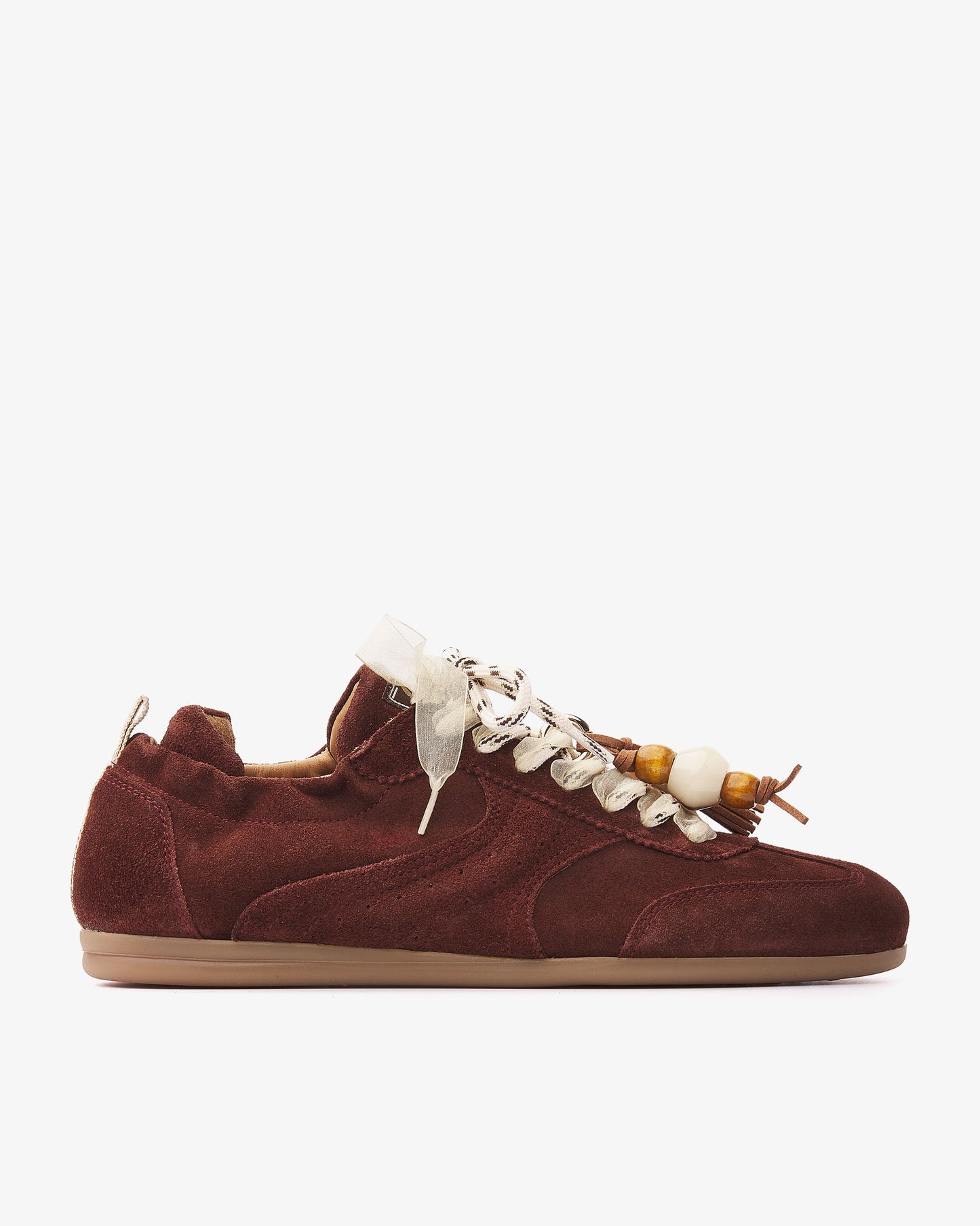VIA VAI June Haven bordeauxrode sneakers dames – zijaanzicht met vetersluiting