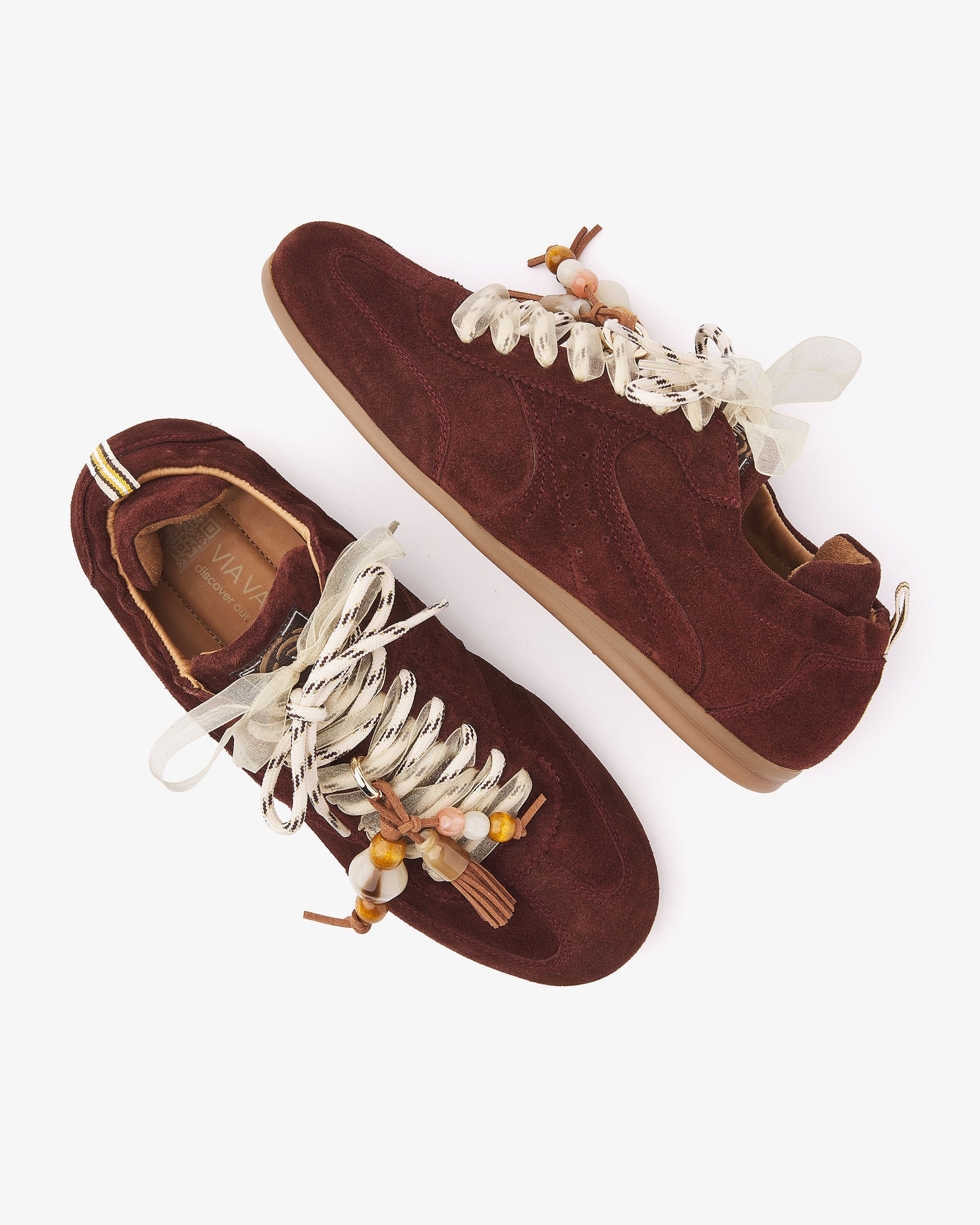 VIA VAI June Haven bordeauxrode sneakers dames – bovenaanzicht met uitneembaar voetbed