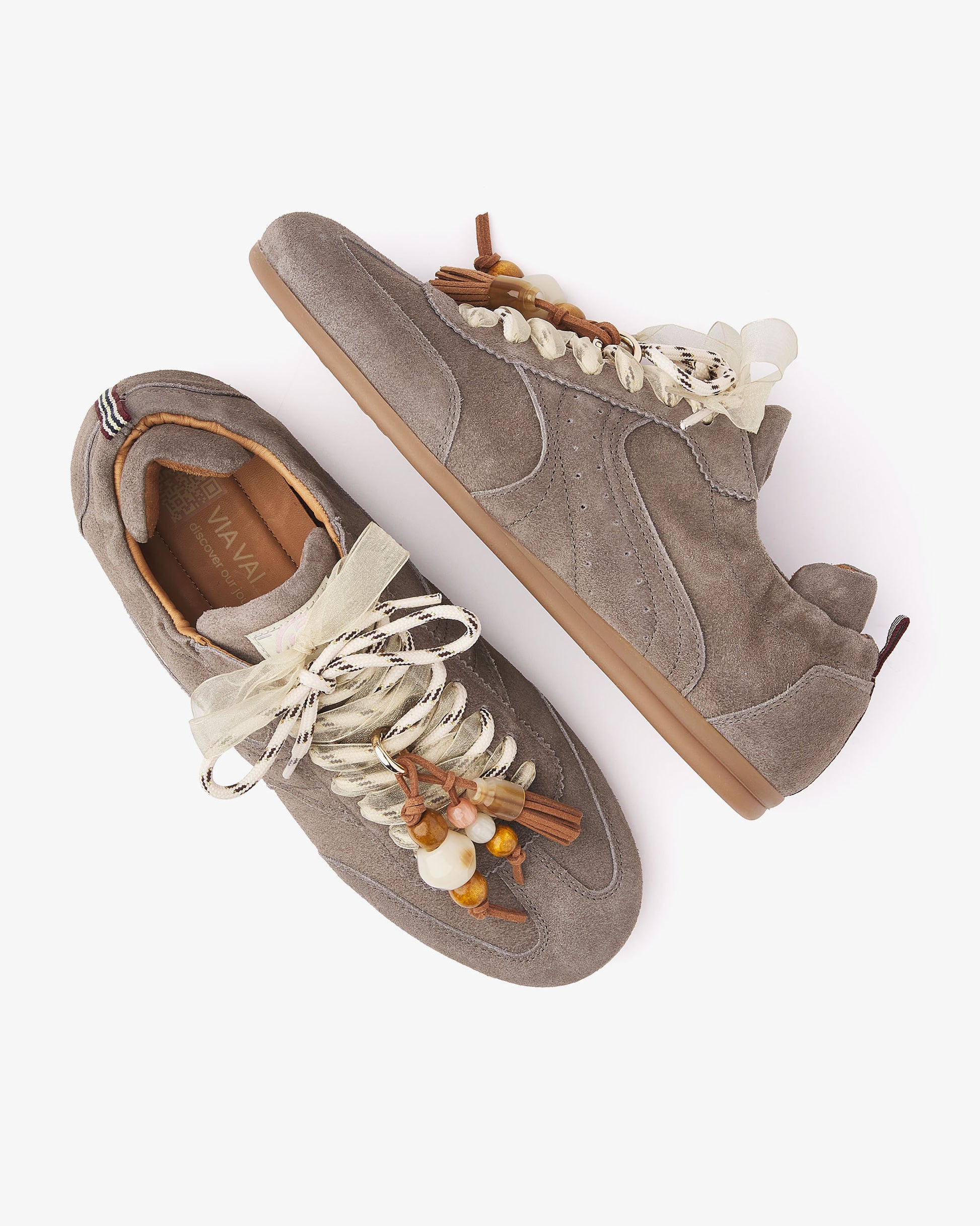 VIA VAI June Haven grijze sneakers dames – bovenaanzicht met uitneembaar voetbed