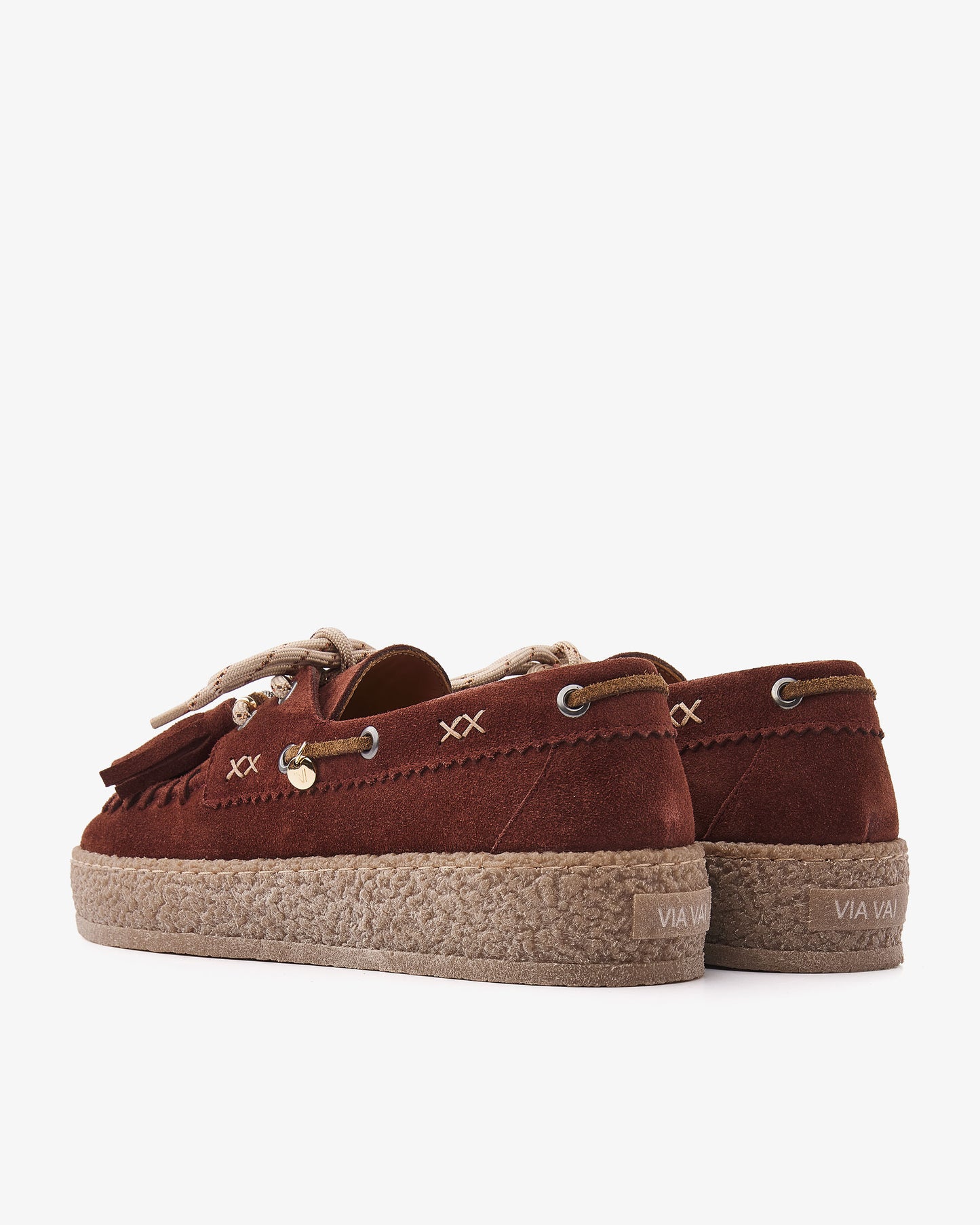 VIA VAI Rox Romee bordeauxrode platform loafers dames – achteraanzicht met platform zool