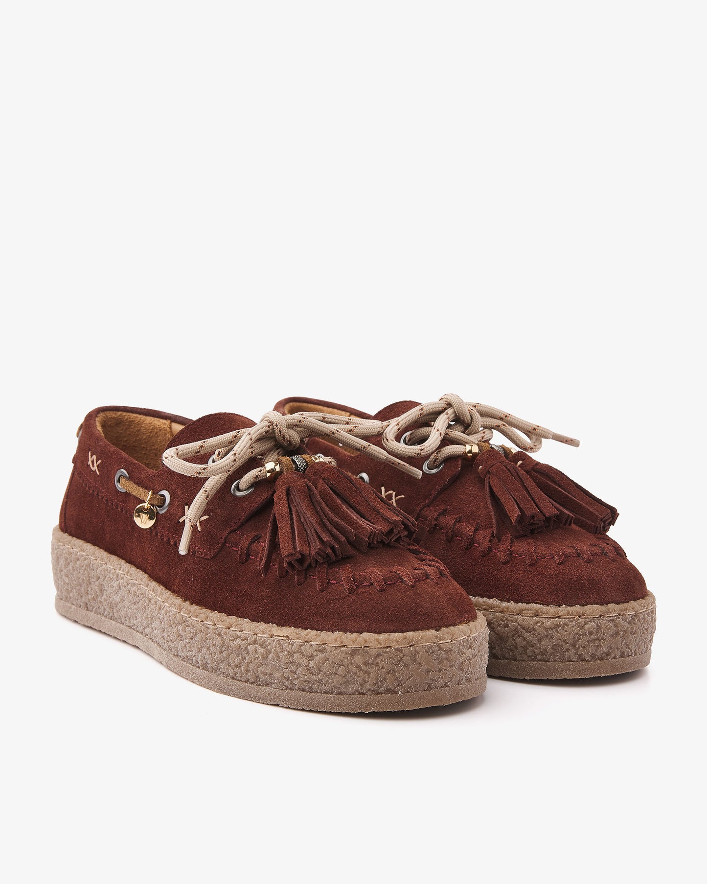 VIA VAI Rox Romee bordeauxrode platform loafers dames – vooraanzicht met ronde neus