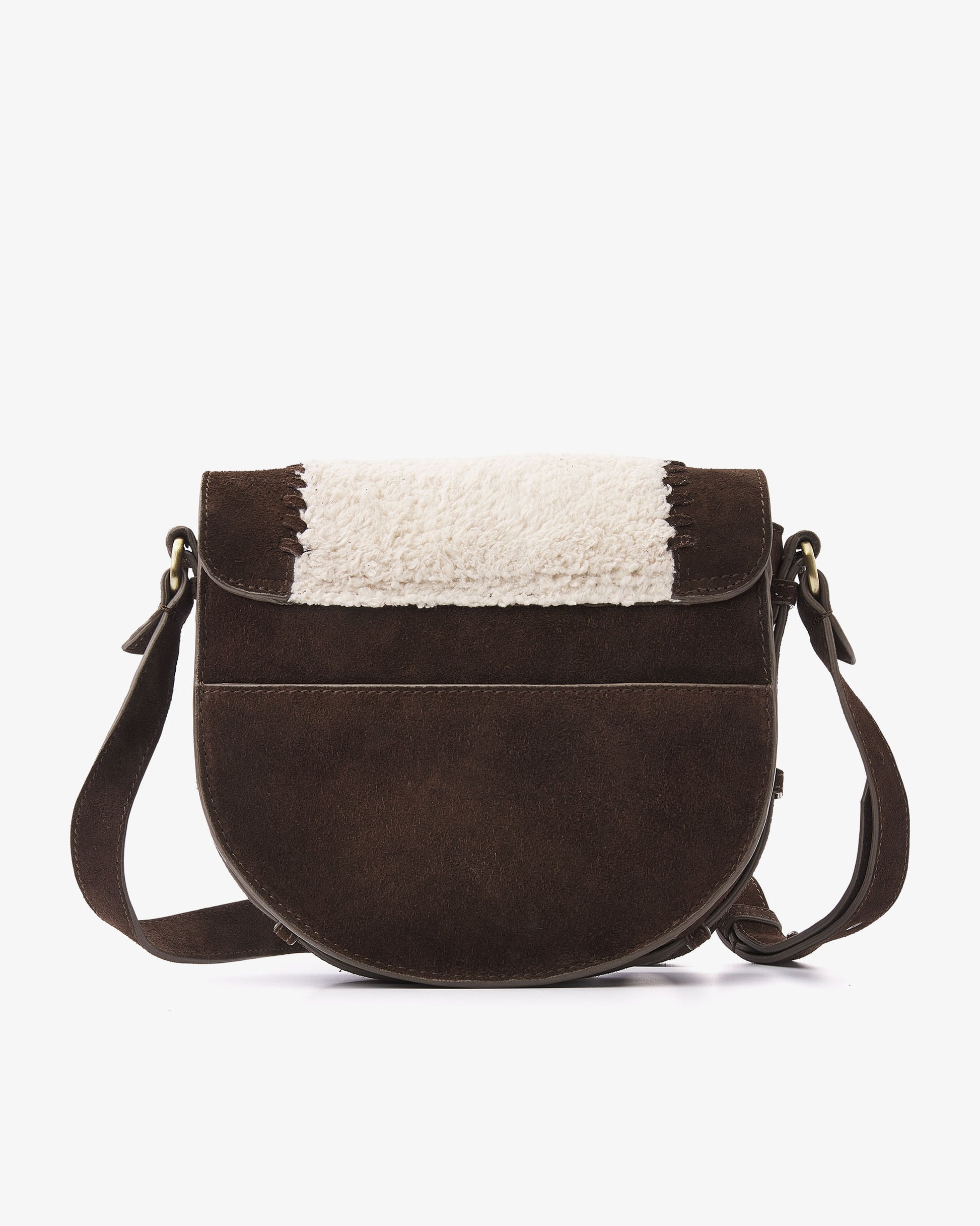 VIA VAI Mae Valery bruine crossbodytas – achteraanzicht met materiaalstructuur