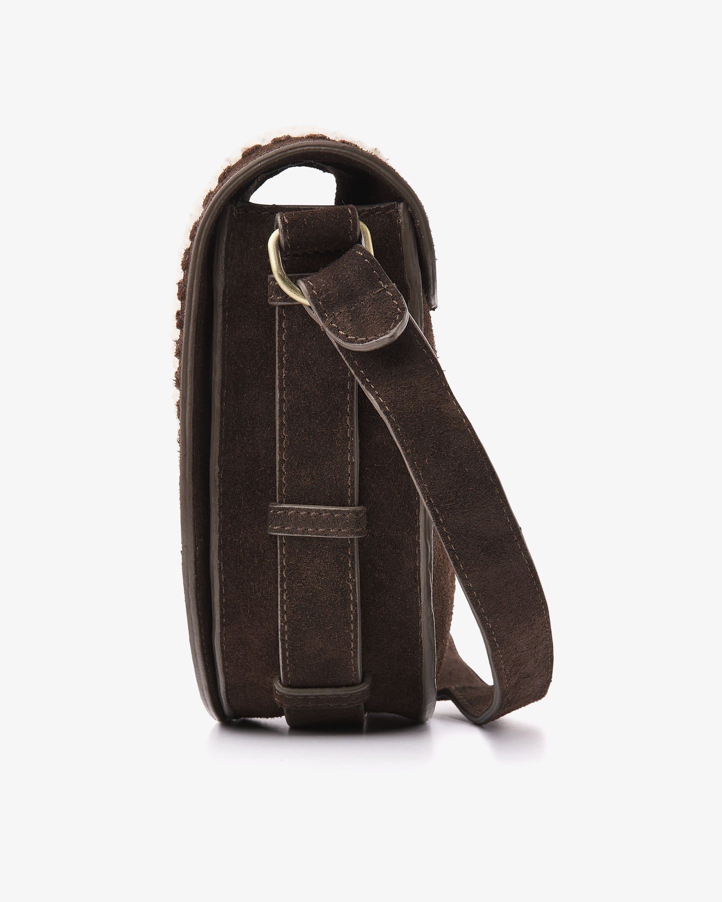 VIA VAI Mae Valery bruine crossbodytas – bovenaanzicht met materiaalstructuur