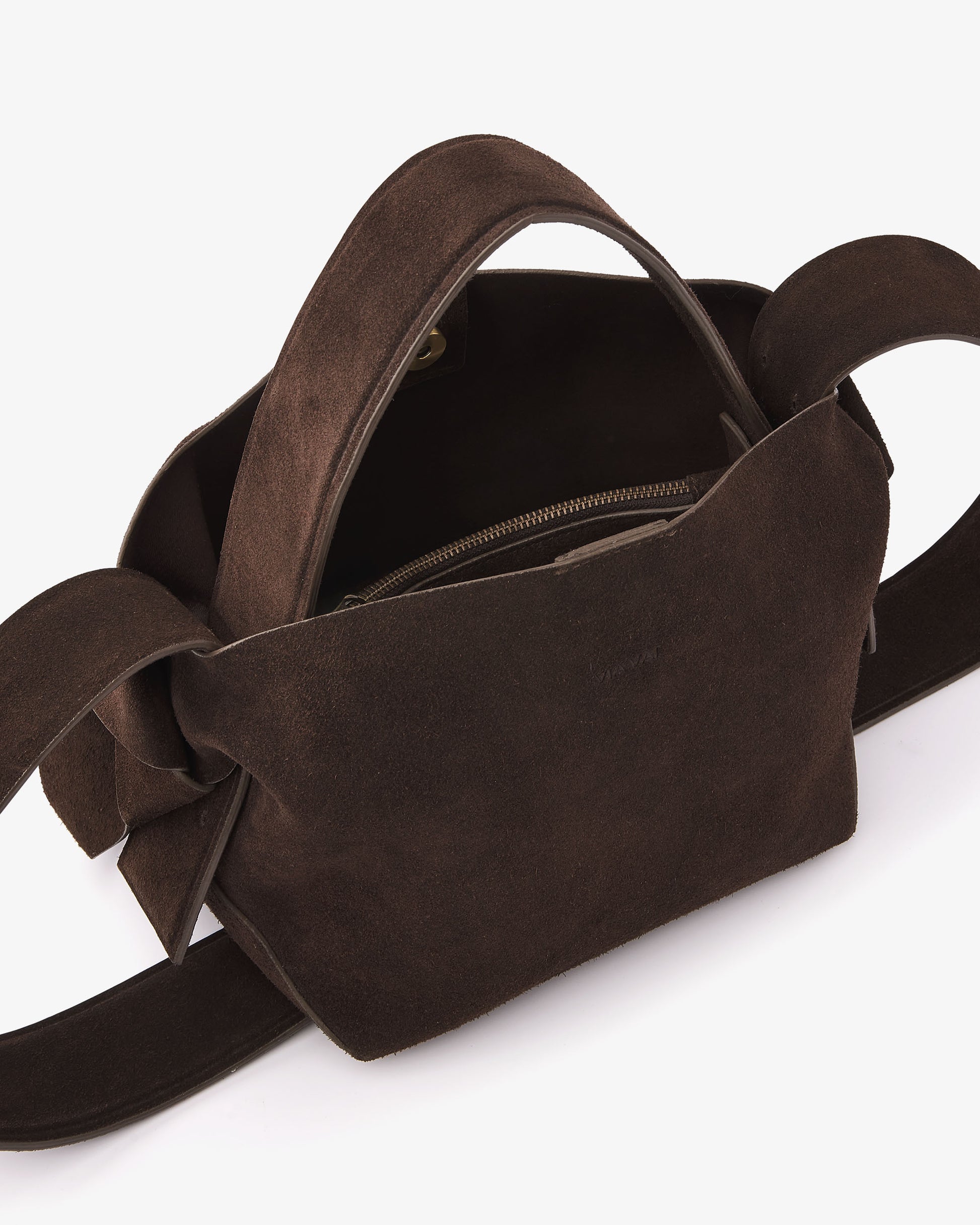 VIA VAI Nodo Fabi bruine crossbodytas – detailaanzicht met logodetail