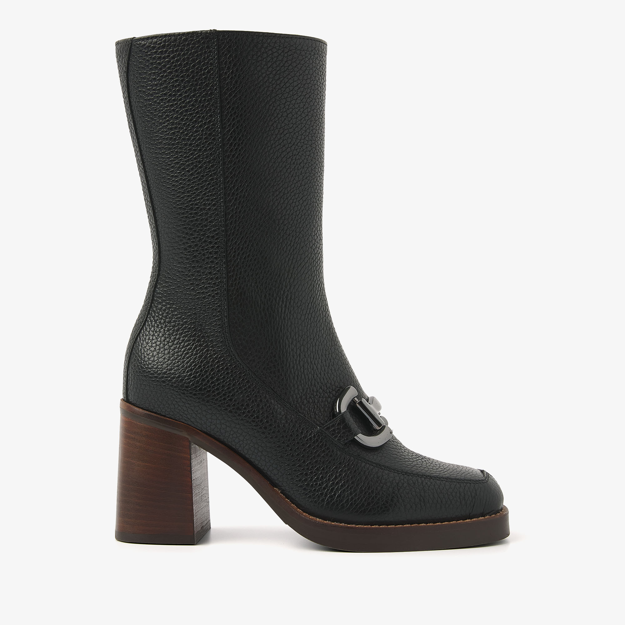 VIA VAI Avery Cain black mid-calf boots dames - Leather