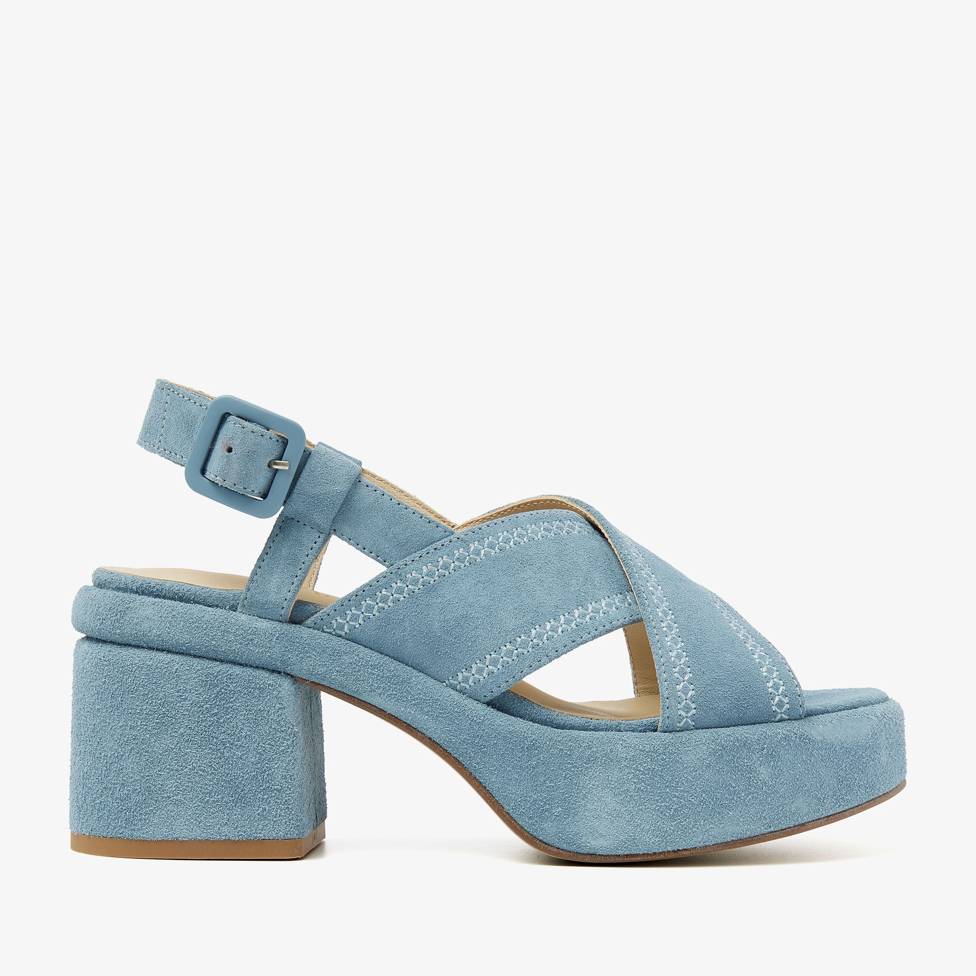 VIA VAI Elia Paisley blauwe sandalen dames - Suede