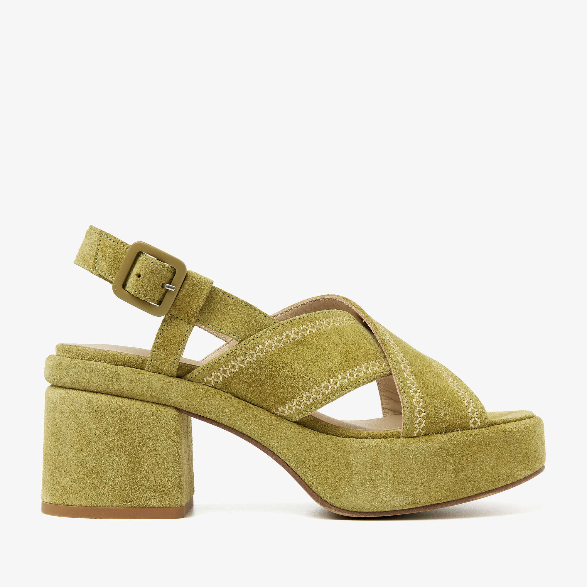 VIA VAI Elia Paisley groene sandalen dames - Suede